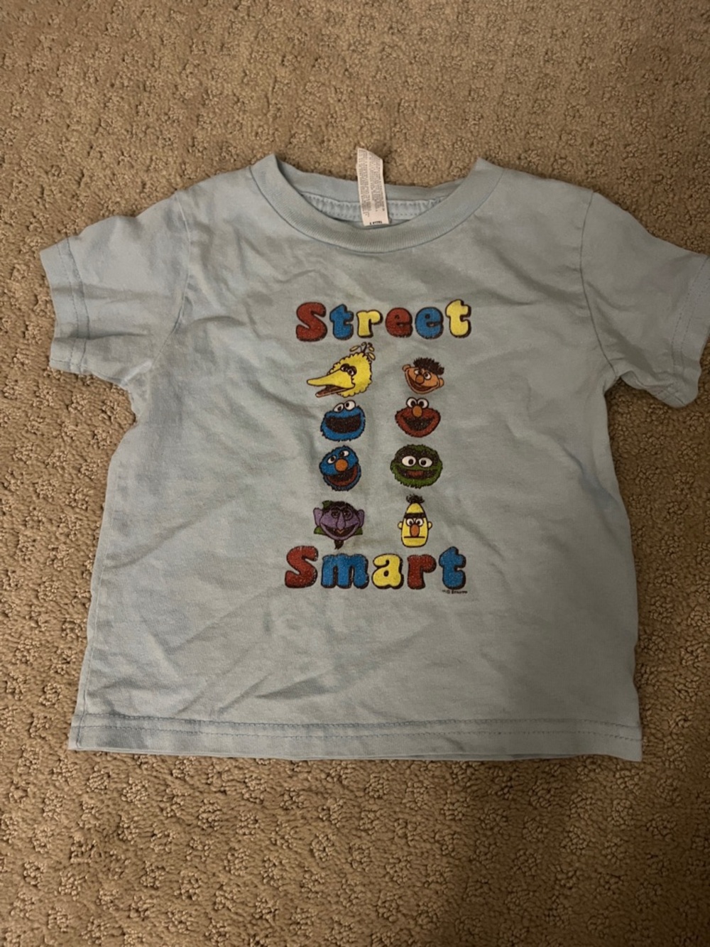 Blue Kids Short-Sleeve Tee with Colorful Character Print